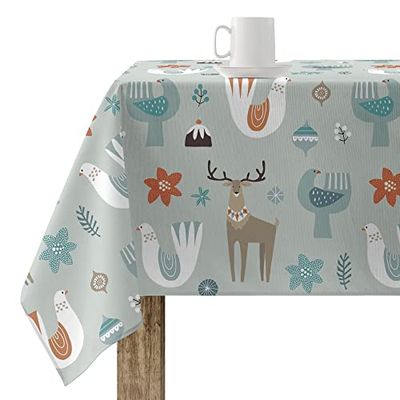 Belum Merry Christmas 56 Christmas Tablecloth, 140 x 140 cm, 100% Cotton, Resin-Coated, Stain Resistant, Model Merry Christmas