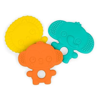 Bright Starts Juicy Chews, 3 verschillende dierstructuren en glimlachende gezichten, BPA-vrij, voor alle baby's vanaf 3 maanden