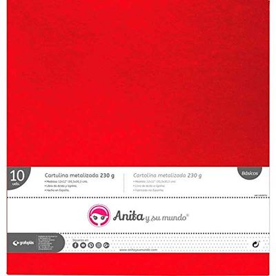 Anita y su Mundo 70811551 förpackning med 10 metallplåtar Röd, 230 gram, 12x12 tum, 30,5x30,5 cm
