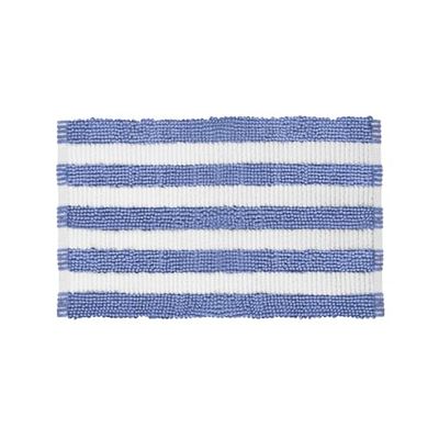 KASANOVA Tapis de bain chenille 50 x 80 cm rayures indigo blanc