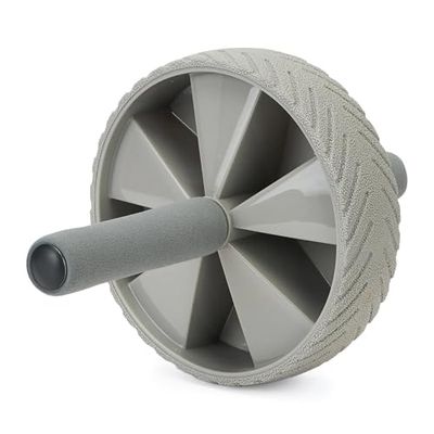 TREXO Rueda de entrenamiento abdominal en color lima, duradera y resistente, hecha de polipropileno y PVC, comodidad y comodidad, asas de espuma suave, medidas 28,5 x 18,5 (color gris)