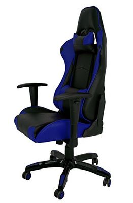 La Chaise Spaanse kinderstoel met armleuningen, kunstleer, zwart en blauw, 51 x 48 x 130 cm