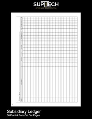 Subsidiary Ledger: 100 (50 Front and Back )8.5" x 11" White Pages with Black Lines