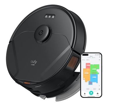 eufy Clean X8 Pro Robot Aspirapolvere, aspirazione Twin-Turbine™ 2× 4.000 Pa, spazzola a rullo Active Detangling™, navigazione laser iPath™ per pulizia profonda peli di animali domestici su tappeti