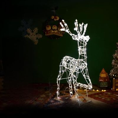 Lumière de Noël Basse Tension, en Forme de Renne, Blanc Chaud, 120 cm, idéale pour décorer Les fêtes et créer Une atmosphère Festive.