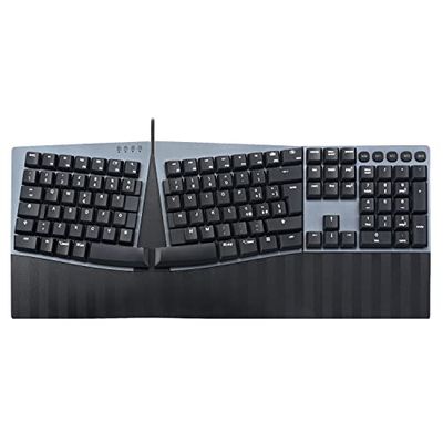 Perixx PERIBOARD-535 RD Ergonomisch mechanisch toetsenbord op volledige grootte met kabel - Rode lineaire toetsen met laag profiel - Programmeerbare macrotoetsen - Compatibel met Windows en Mac OS X