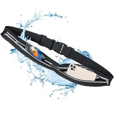 AiQInu Fascia Porta Cellulare Running, Marsupio Donna Uomo, Marsupio Corsa per Jogging, Viaggi, Escursioni, Sport, Camminata, Outdoor - Nero