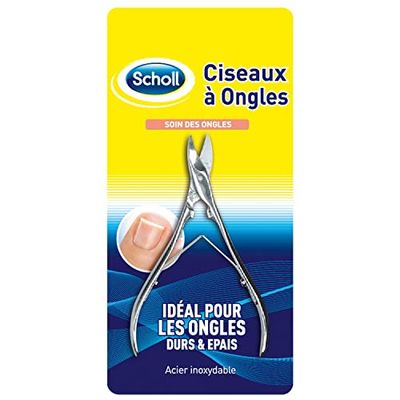 Scholl Ciseaux à Ongles pour ongles de pieds durs et épais en acier inoxydable