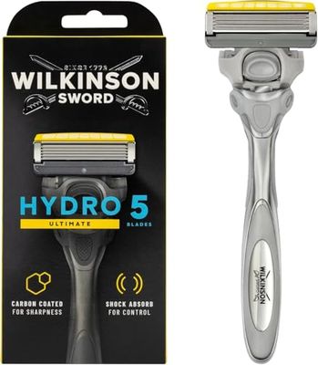 WILKINSON SWORD - Hydro 5 Ultimate Razor For Men, Shock Absorb Technology, Hydrating Gel & Precision Trimmer, Handle + 1 Blade