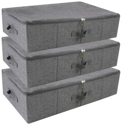 iwill CREATE PRO Lot de 3 boîtes de rangement pliables et rigides lavables avec couvercle à fermeture éclair pour vêtements, couvertures, chambre à coucher, dortoir universitaire, armoire, paniers