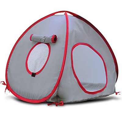 LIVING WORLD Tenda per Animali Domestici, Grigio/Rosso