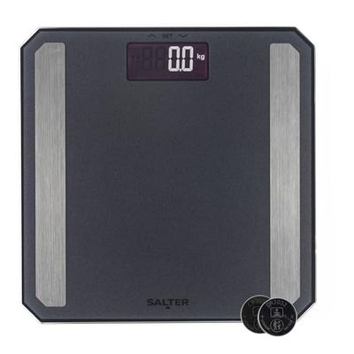 Salter Digital Analyser Scale – Matte Black Bathroom Scale, Body Fat/Water, Muscle Mass, Bone Mass, BMR & BMI, Electronic LCD Display, 180kg Capacity, 8 User Memory, Athlete Mode, Frosted Matte Finish