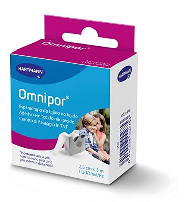 Omnipor: Cerchietto ipoallergenico in tessuto non tessuto per pelli sensibili; con erogatore; 2,5 x 5 m; colore bianco