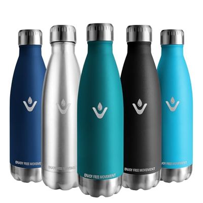 Vikaster Bottiglia termica, 500ml Borraccia, Borraccia acciaio inox Mantiene Caldo per 12 Ore/Freddo 24 Ore, Borracce Senza Perdite, Borraccia Adatto Bambini, Adulto, Scuola, Outdoor
