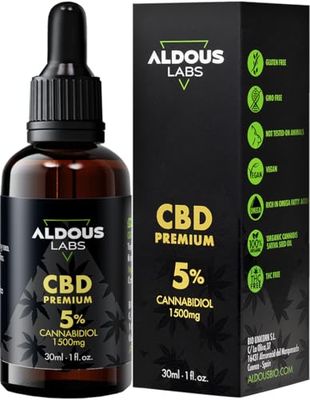 Autentico Olio CBD 5% - 30 ml - 1500 mg di Cannabidiolo - Olio di Canapa arricchito con 5% CBD - 1200 gocce CBD Olio - Hemp Oil - 0% THC