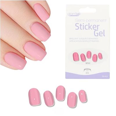 Glam'Up Paris - Sticker Gel Semi-Permanent - Vernis Gel Adhésif - Qualité Professionnelle - Longue Tenue jusqu’à 3 Semaines - Autocollants Facile à Utiliser - 16 pièces - Strip Nail - Baby Girl