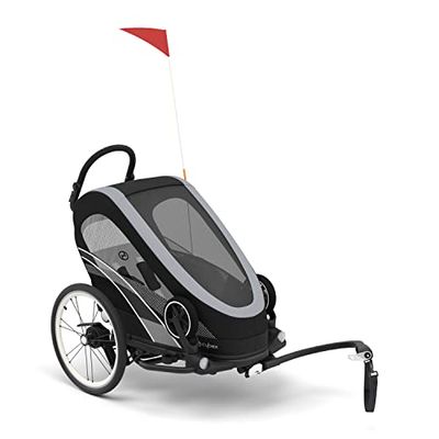 Cybex 2-i-1 cykelsläp ZENO Bike, Kan omvandlas till barnvagn, För barn mellan 6 månader och 4 år, Max 111 cm och 22 kg, Black/All Black