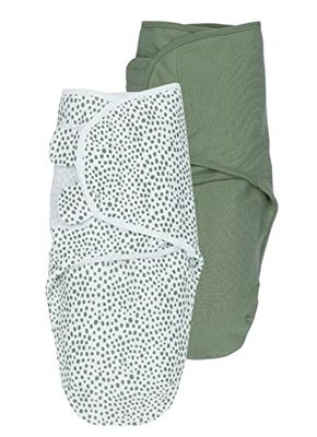 Meyco Baby Cheetah/Uni Pucksack 2-pack, startutrustning för nyfödda (puckelduk för bebisar från 0-3 månader, mjuk sovkomfort, andas och fuktabsorberar, sömnhjälp), skogsgrön
