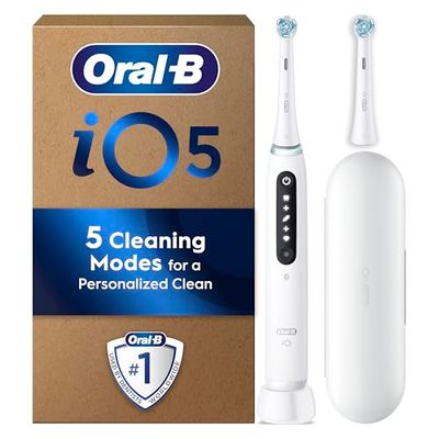 Oral-B Braun iO 5 Brosse à dents électrique, 2 têtes de brosse à dents, 1 étui de transport