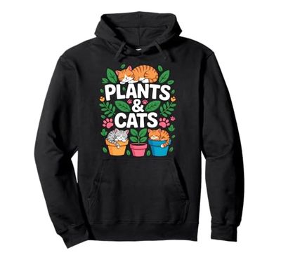Plants Cats Cute Cat Lover Plant Pullover Hoodie