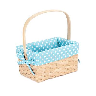Red Hamper C110B Chipwood Swing Handle Basket with Blue Lining, Wicker