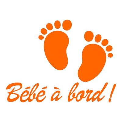Ambiance Sticker Autocollant de Voiture Vitres Bébé à Bord Autocollant avec Petits Pieds de Bébé Orange - H20 x L15 cm