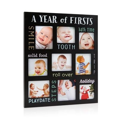 Pearhead Baby's Firsts Keepsake fotolijst, schoolbordstijl, doordachte aandenken cadeau voor baby, doop of doop, zwart 92337