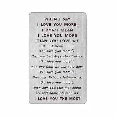 TANWIH When I Say I Love You More Wallet Card, I Love You Gifts for Him Her, Anniversary Cards Gift for Men Husband, Sentimental Long Distance Presents
