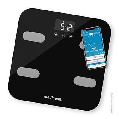medisana BS 602 body analysis scale up to 180kg with W-LAN or Bluetooth, personal scale for measuring body fat, body water, muscle mass and bone weight with VitaDock+ body analysis app