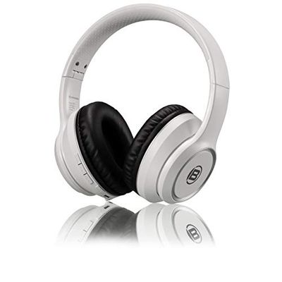 Bresser Słuchawki Bluetooth z wbudowanym mikrofonem do gier lub telefonu, gniazdo jack 3,5 i czas pracy do 8 godzin, białe