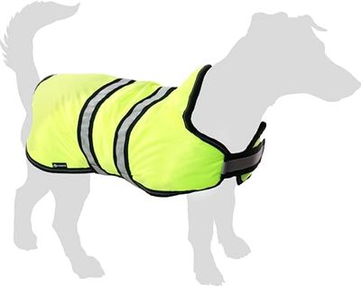 Flamingo Eisbar Fluo Cappotto invernale per cani, giallo 55 cm, lavabile, resistente agli spruzzi, trapuntato e rifinito con pile all'interno, A: 55 cm B: 57-66,5 cm C: 70-77 cm