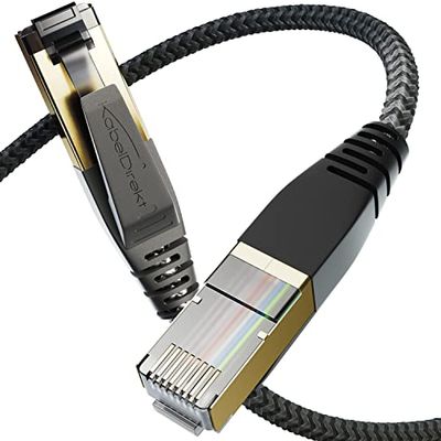 KabelDirekt – Cat 8 Netwerkkabel met Flexibel en Breukbestendig Ontwerp – 5x 0,3m (LAN/Ethernet-kabel, RJ45-connector, Zendt Gegevenssnelheden Tot 40 Gbit/s, Voor gaming/PS5/Xbox)