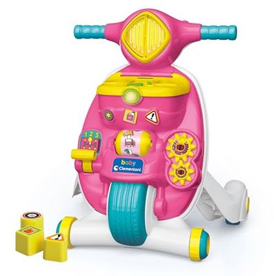 Clementoni - 17851 - Valentina Scooterina Premiers pas 2 en 1 - Jeu Spingible, pour Apprendre à Marcher, Centre d'activités Électronique Éducative Enfants 9 mois, Développement Moteur, Fabriqué en