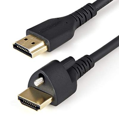 StarTech.com 1 m (3 fot) HDMI-kabel med låsskruv – 4K 60Hz HDR – höghastighets HDMI 2.0 skärmkabel med låsskruvkontakt för säker anslutning – HDMI-kabel med Ethernet – M/M (HDMM1MLS)