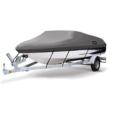 MSC Copertura impermeabile per barche in tela di poliestere 600D di grado marino resistente, adatta a V-Hull, Tri-Hull, Runabout copertura per barca (modello B - Lunghezza: 35-40 cm, larghezza del