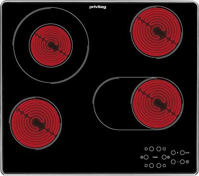 Privileg PCTAC 6042 IN Plaque de cuisson vitrocéramique 60 cm avec zone à deux circuits, sécurité enfant, minuterie avec arrêt automatique/indicateur de chaleur résiduelle