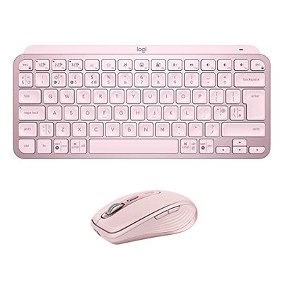 Logitech MX Keys Mini Wireless Illuminated Keyboard + MX Anywhere 3 Mouse Combo for Windows, Bluetooth and Performance Wireless, Ergonomic, 4000DPI Sensor Mouse, USB-C, Bluetooth - Pink UK QWERTY