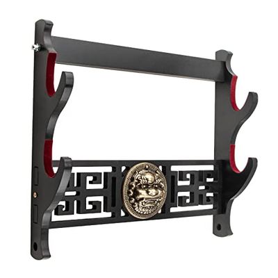 Ekkhysis Support Mural Katana Kylin V elours Katana Rembourré,Support Sabre, Crochets Ajustables pour Tanto Rapier Light Saber Samurai Sword Cosplay Blade Tanjirou Demon Slayer Weapon Rack