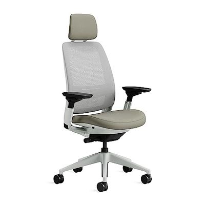 Steelcase Series 2, silla de oficina ergonómica con sujeción lumbar, brazos 4D y reposa cabeza regulables, respaldo de malla Trufa