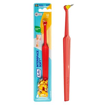 TePe Interspace Escova de dentes manual em ângulo, escova para brackets, limpeza interdental, 4 cabeças de substituição, textura suave