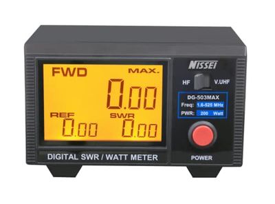 NISSEI DG-503 Max Compteur numérique de Roe (SWR) et de Puissance - CW/FM/FDMA/DMR (TDMA)/Am/SSB (Pep)