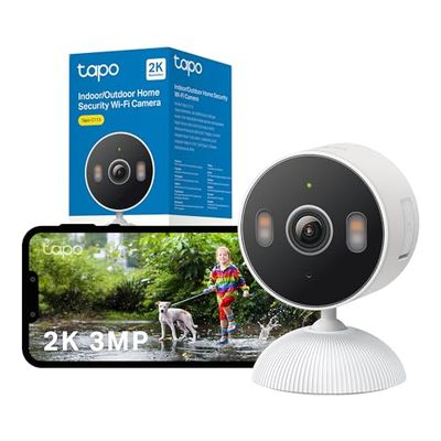 Tapo C113 Indoor/Outdoor Smart Home Security Camera, 2K 3MP Color Night Vision, AI Person & Baby Cry Detection CCTV Camera, Works with Amazon Alexa, Google, SmartThings, Installation