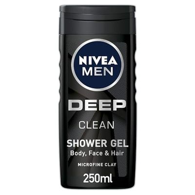 NIVEA Men Active Clean Gel doccia (250 ml), detergente per il corpo al carbone attivo purificante, gel doccia con profumo maschile, bagnoschiuma con fragranza fresca