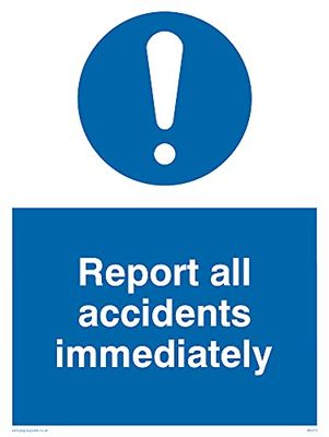 Pack of five - Report All Accidents Immediately Sign - 150x200mm - A5P