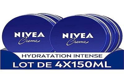 NIVEA Ansikts-, kropps- och handkräm (set om 4 x 150 ml), fuktkräm med en krämig konsistens berikad med Eucerit, multifunktionell fuktgivande vård för hela familjen