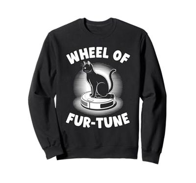 Wheel Of Fur-Tune Cat On Robot Vacuum Cleaner Cat Sweatshirt