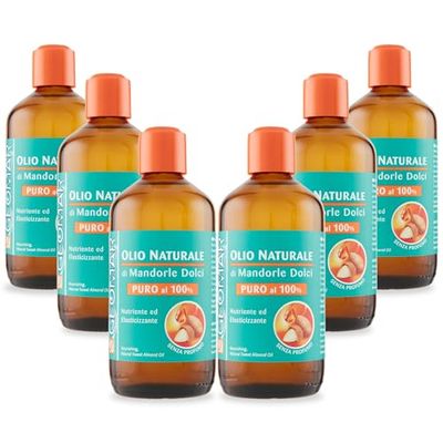 GEOMAR | Aceite Puro de Almendras Dulces, Nutritivo y Elasticizante, 100% Natural, Made in Italy, 6 x 250 ml