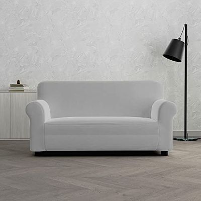 Italian Bed Linen Dahlia elastic sofa cover, Light Grey, 2 PLACES