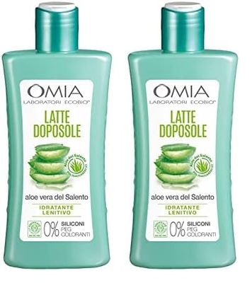 Omia, Doposole Latte Lenitivo con Aloe Vera del Salento, Azione Idratante e Nutriente, Effetto Riparatore, con Olio di Argan, Macadamia e Burro di Karité, Dermatologicamente Testato, Flacone da 200 ml