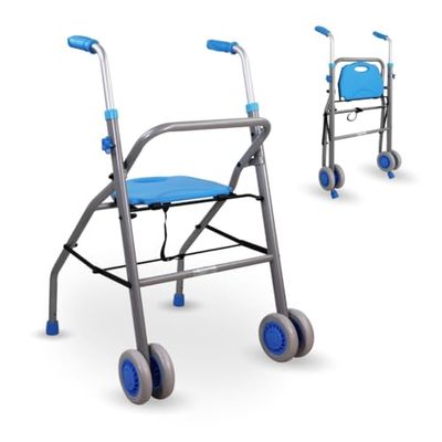 Mobiclinic®, Walking Frame with Wheels, Lightweight Foldable Rollator, Adjustable Height, Rollator 2 Wheels, Aluminium, Walker with Seat, Max. 136 kg, Adults, Future, Walker for Seniors, Backrest